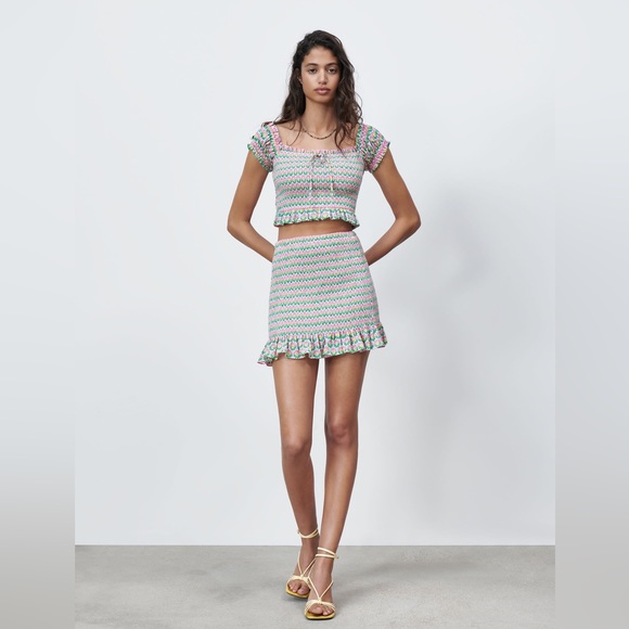 NWT Zara Smocked Skirt and Top Set Brand New - Picture 5 of 11